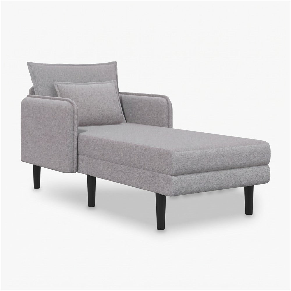 Grande méridienne en bouclette, 1 ou 2 places - Ambre, coloris gris clair, 84 cm (1 place)