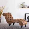 Méridienne Victoire chesterfield, marron, effet daim