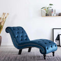 Méridienne Victoire chesterfield, bleu, velours