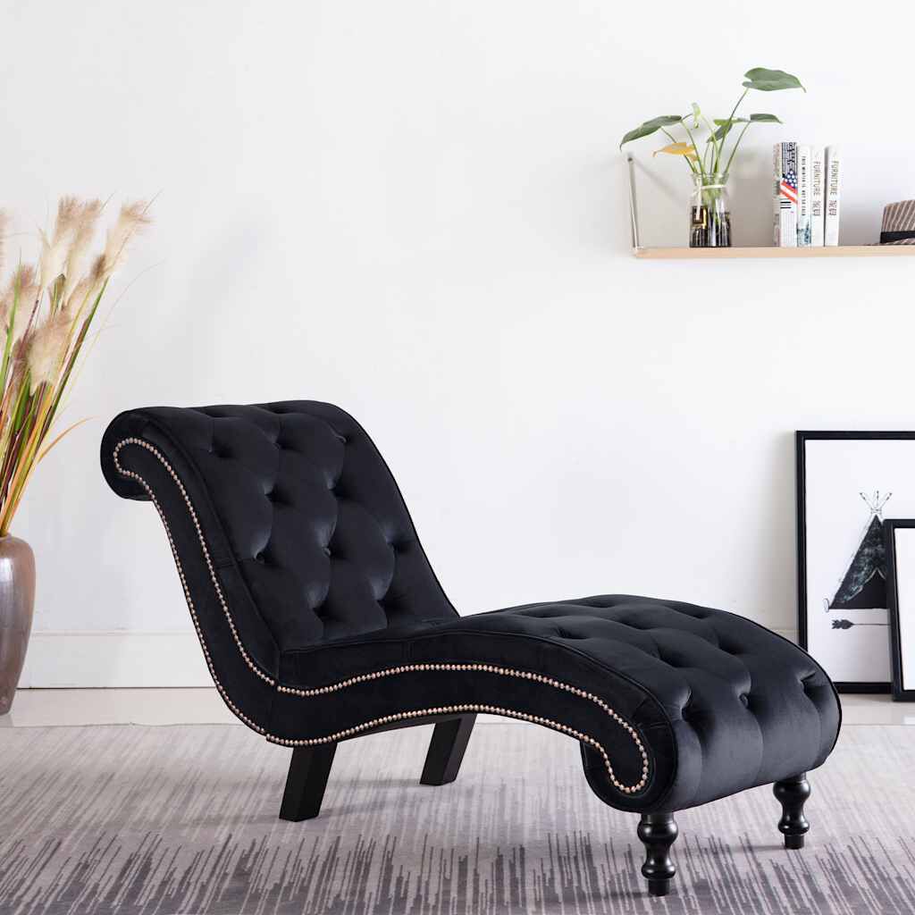 Méridienne Victoire chesterfield, noir, velours