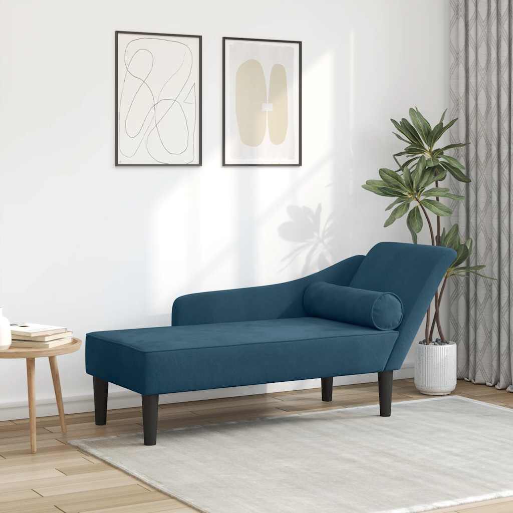 Méridienne Rose, bleu, velours