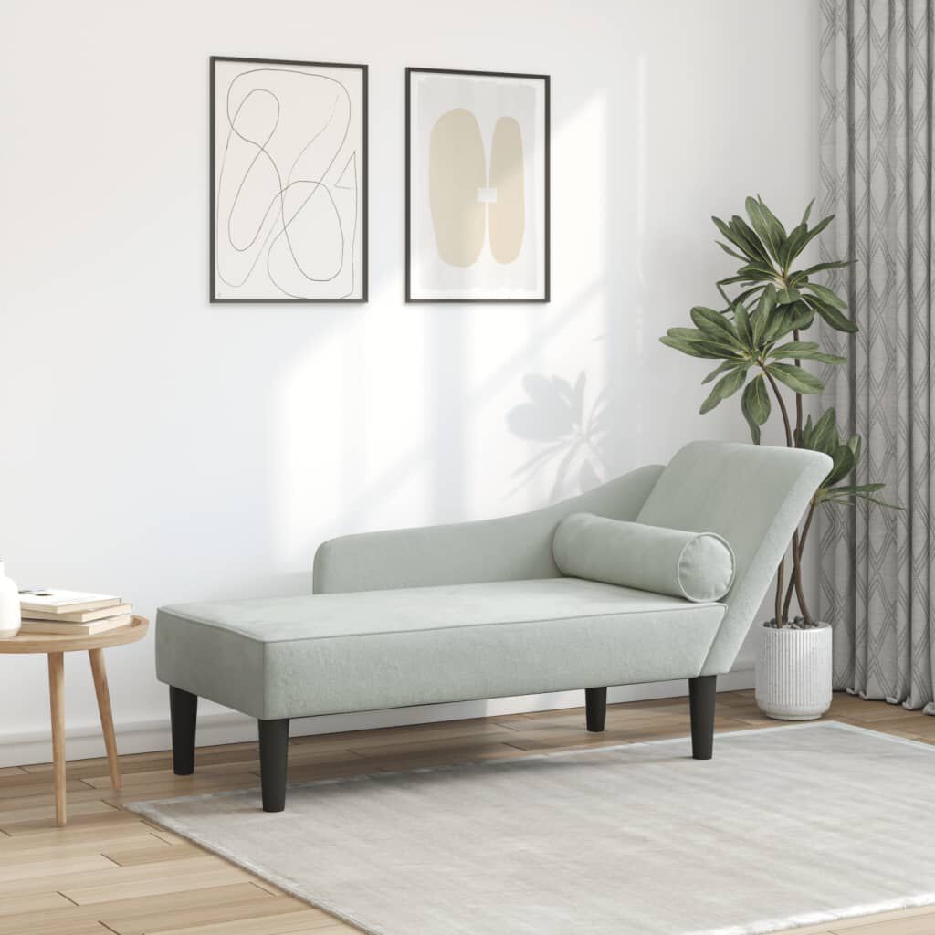 Méridienne Rose, gris clair, velours
