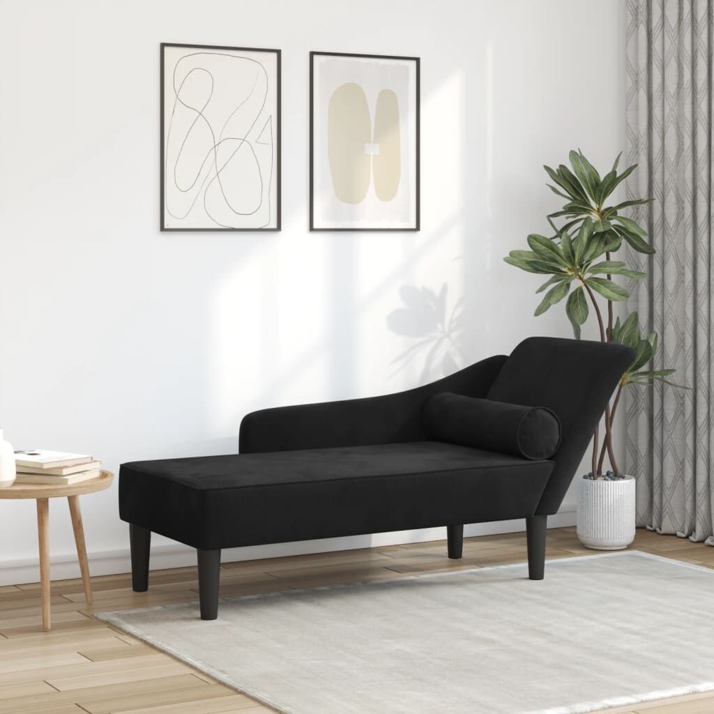 Méridienne Rose, noir, velours