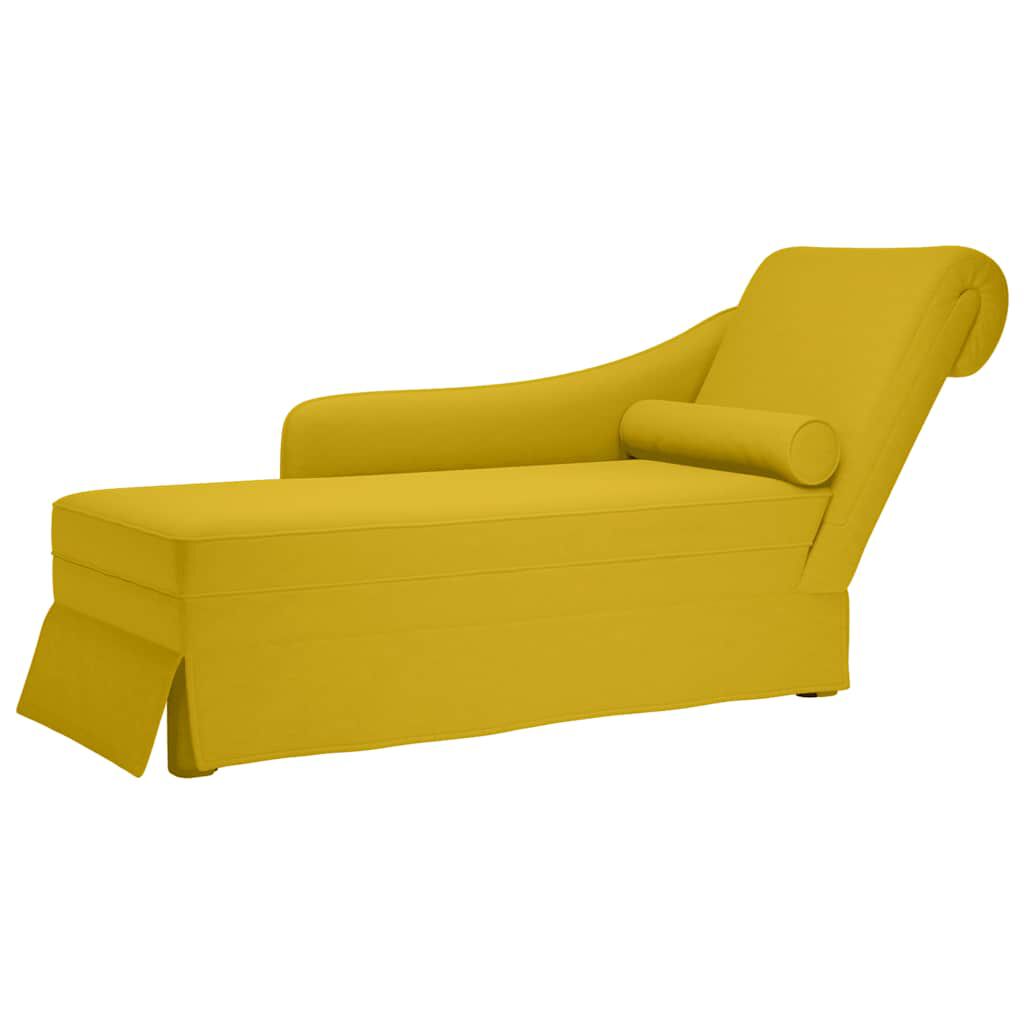 Méridienne Lise, jaune, velours, avec traversin
