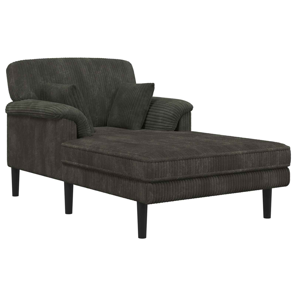 Méridienne Suzanne, anthracite, velours côtelé