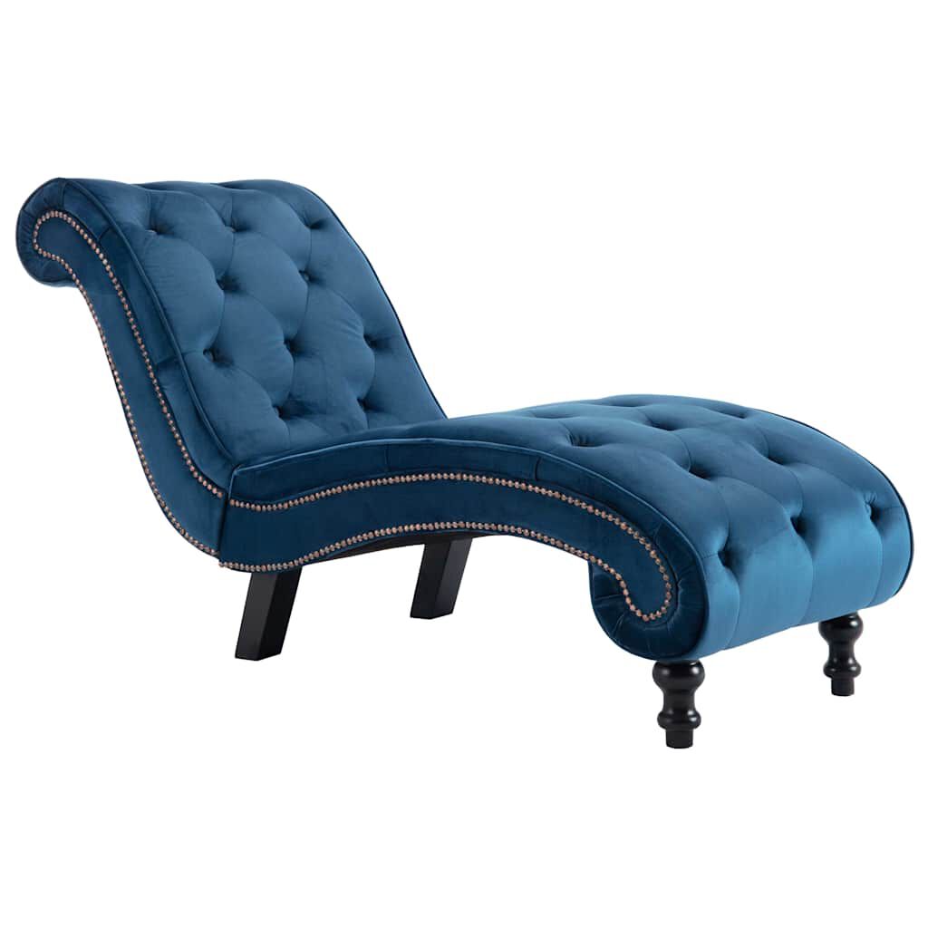 Méridienne Victoire chesterfield, bleu, velours