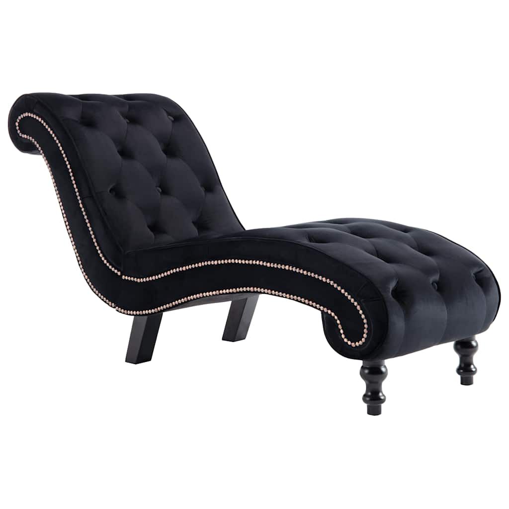 Méridienne Victoire chesterfield, noir, velours