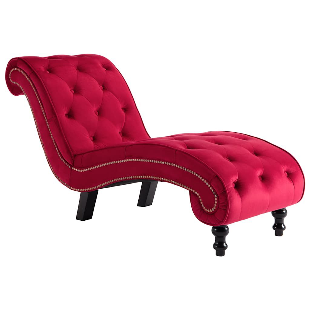 Méridienne Victoire chesterfield, rouge, velours