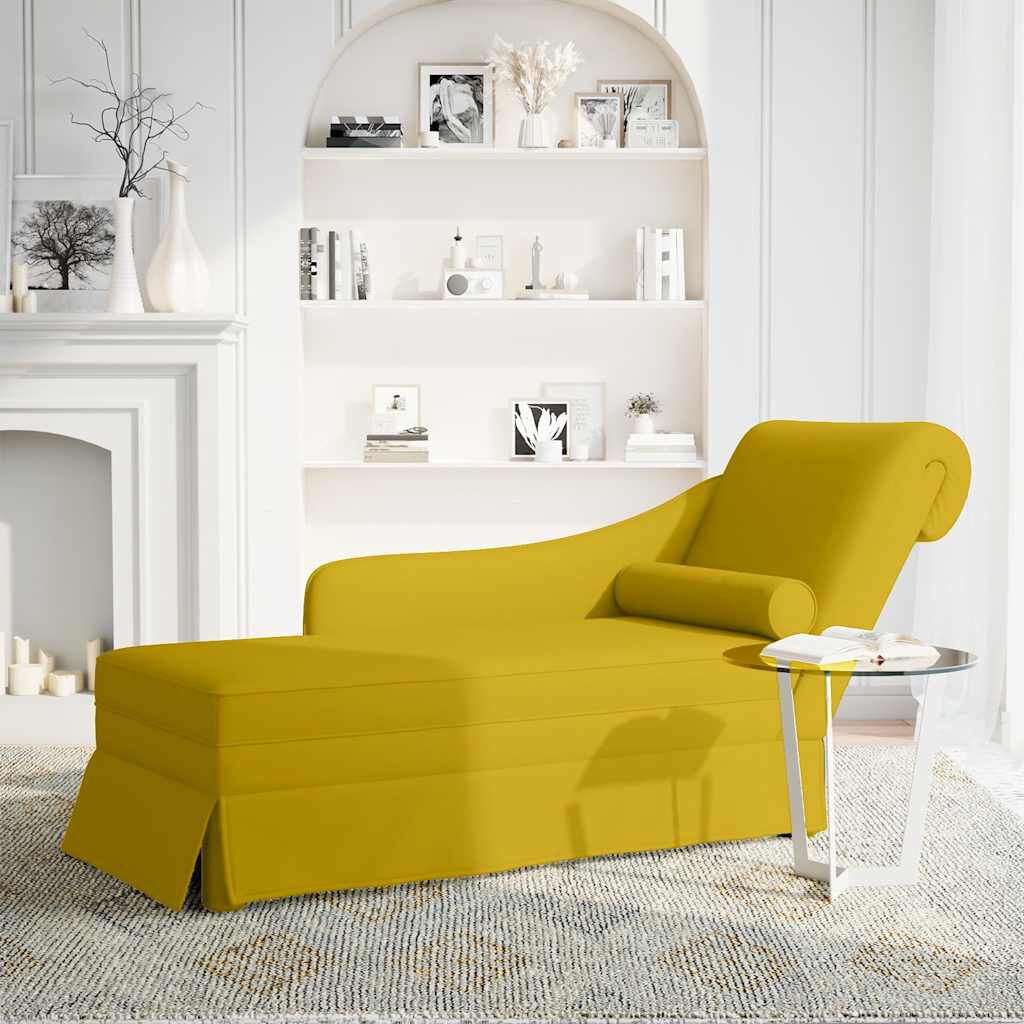 Méridienne Lise, jaune, velours, avec traversin