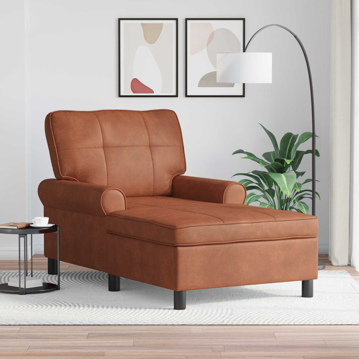 Méridienne Alma, marron, effet cuir