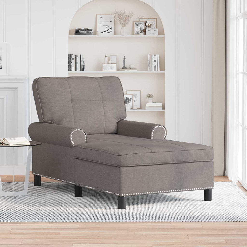 Méridienne Alma, taupe, tissu