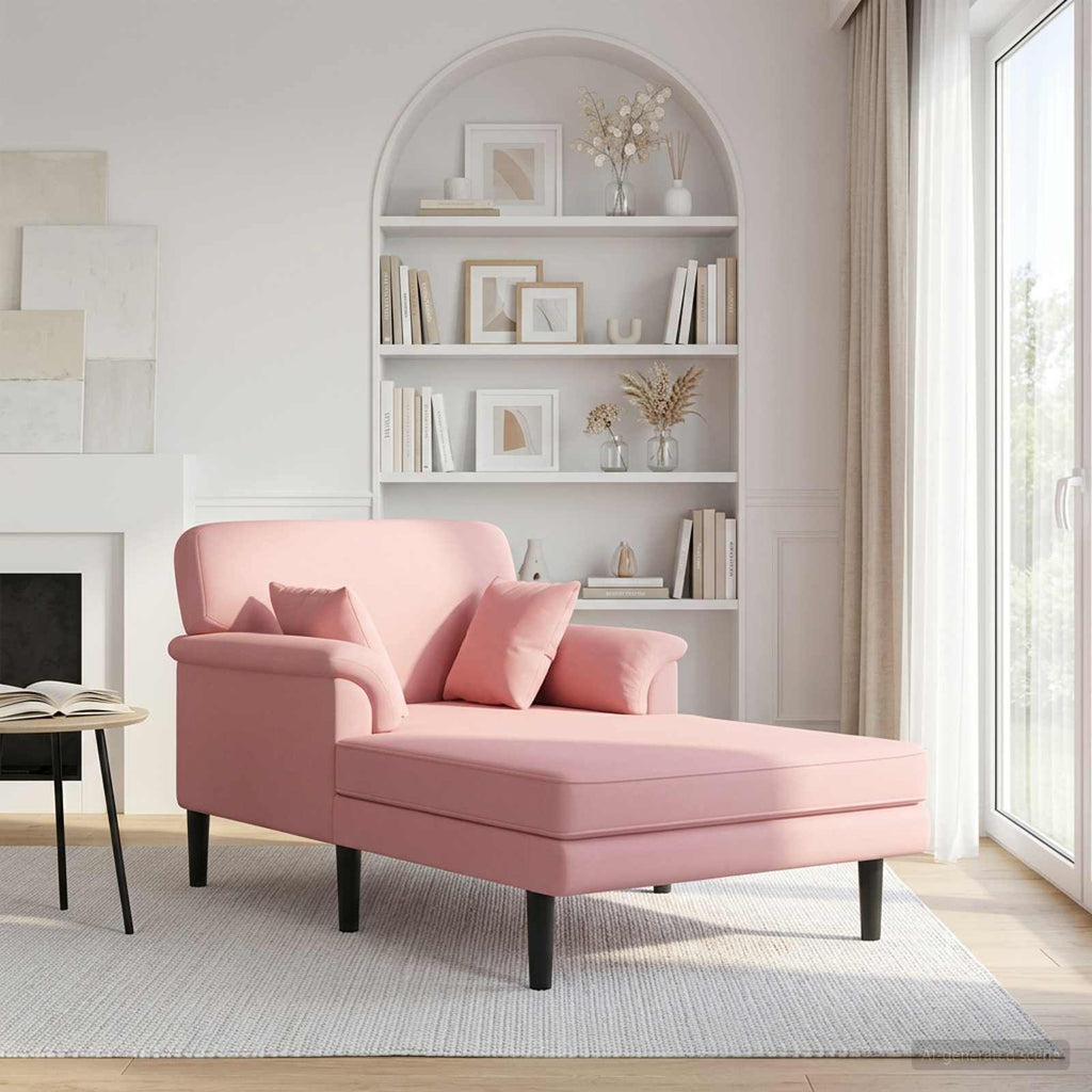 Méridienne Suzanne, rose, velours