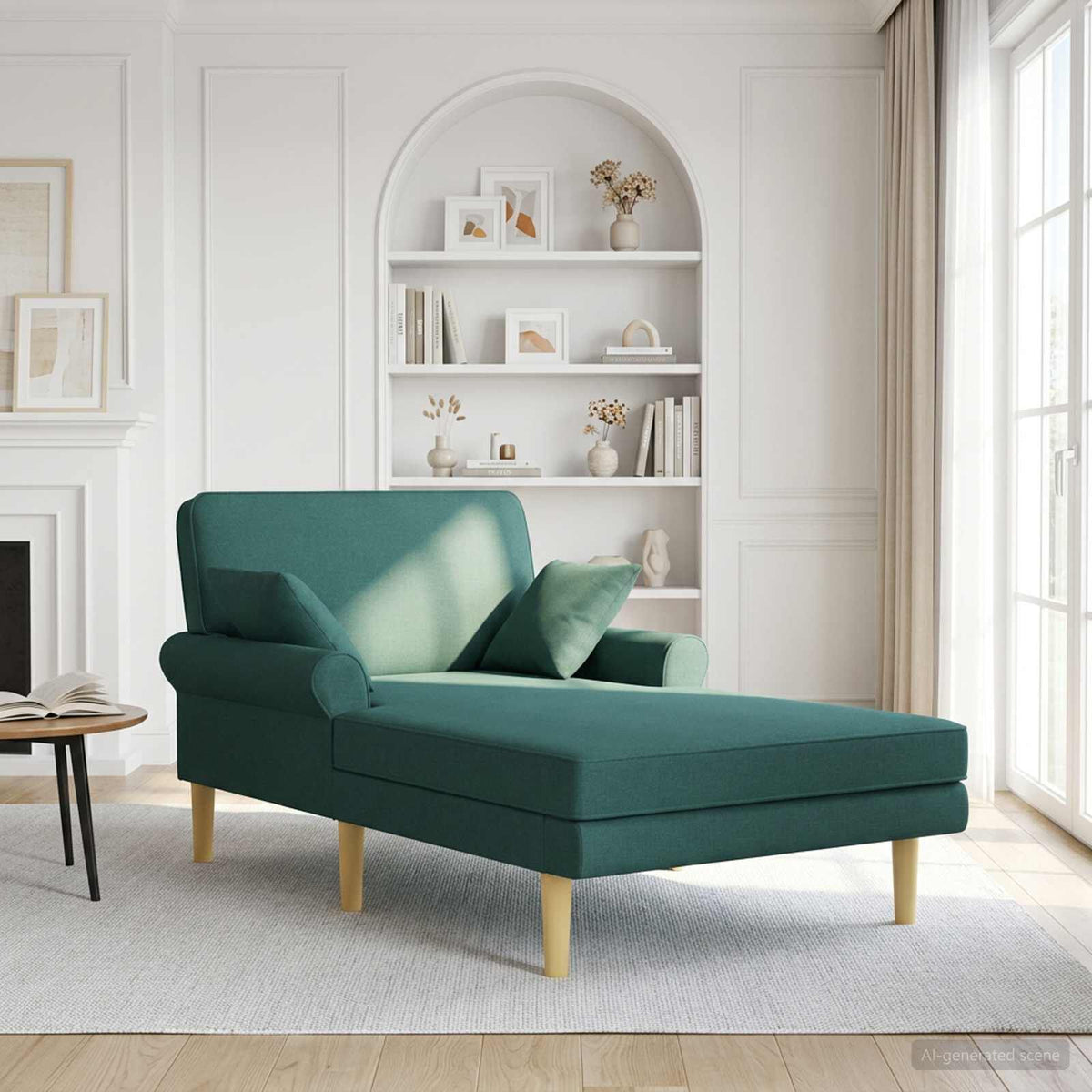 Méridienne Gabrielle, vert foncé, tissu
