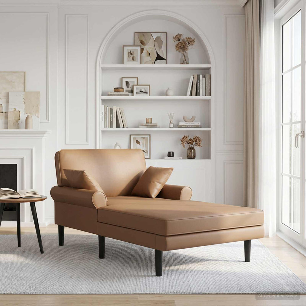 Méridienne Gabrielle, cappuccino, effet cuir