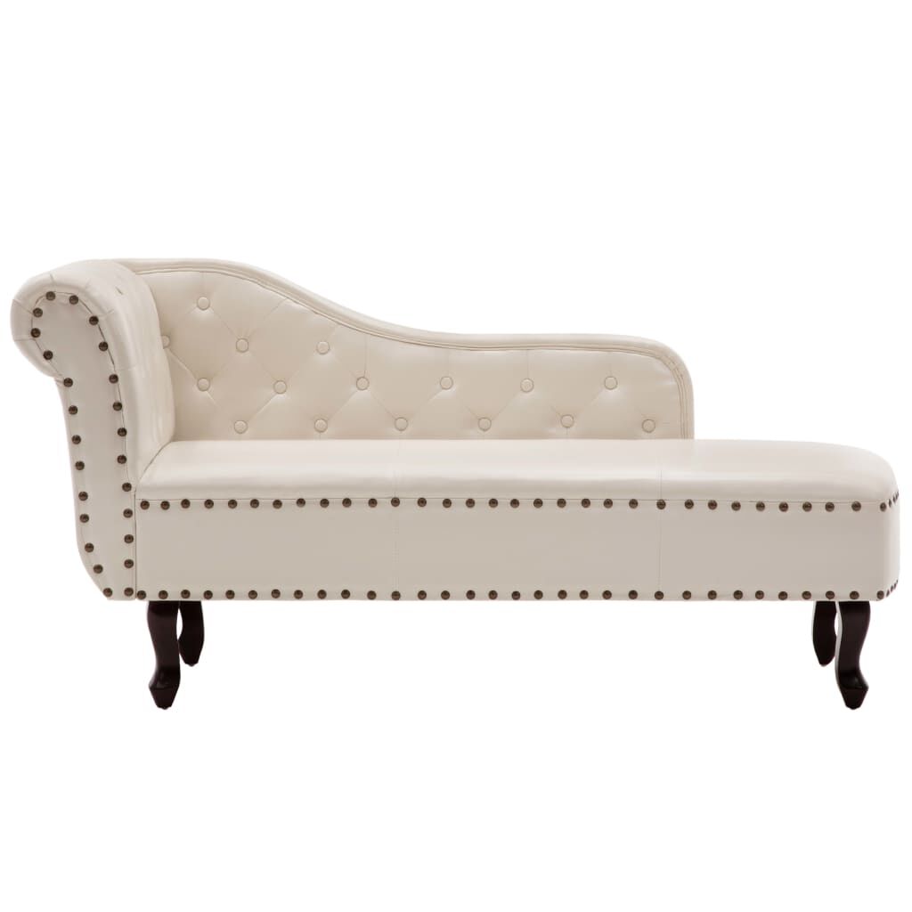 Méridienne Madeleine style Louis, blanc crème, effet cuir