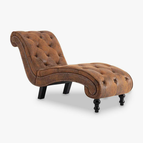 Méridienne chesterfield effet daim - Victoire, coloris marron