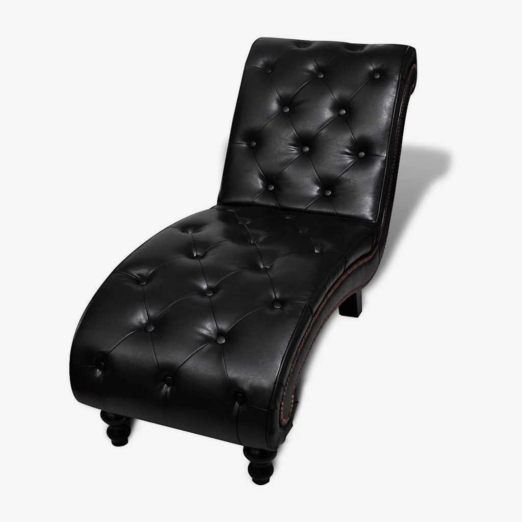 Méridienne chesterfield en S, effet cuir marron - Eugénie, coloris marron