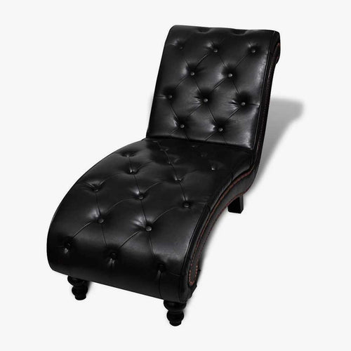 Méridienne chesterfield en S, effet cuir marron - Eugénie, coloris marron