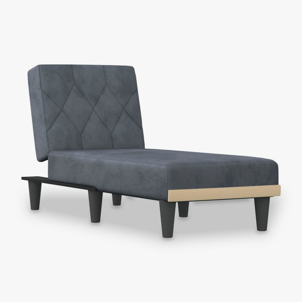Méridienne convertible en velours, dossier inclinable - Hortense, coloris gris foncé