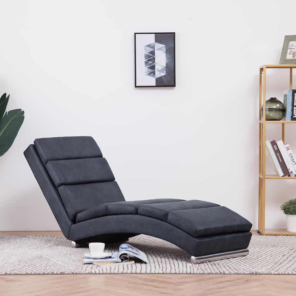 Méridienne design courbée, effet daim - Mila, mise en situation dans un salon