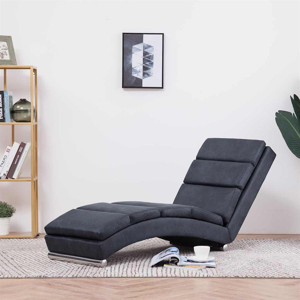 Méridienne design courbée, effet daim - Mila, mise en situation dans un salon