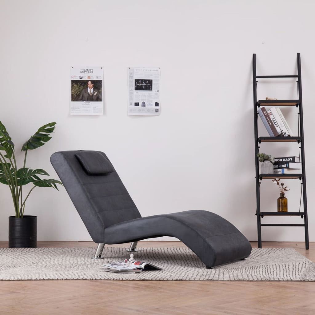 Méridienne design en S, effet daim, avec appui-tête - Zoé, mise en situation dans un salon