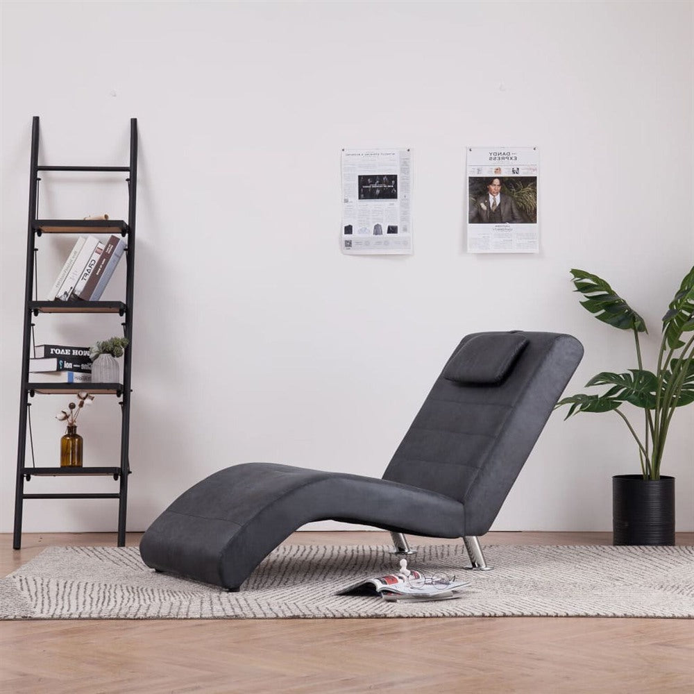 Méridienne design en S, effet daim, avec appui-tête - Zoé, mise en situation dans un salon