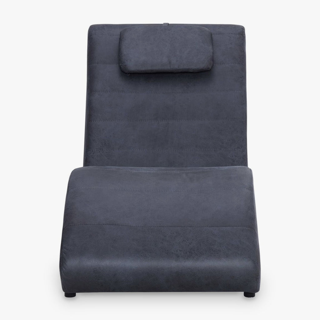 Méridienne design en S, effet daim, avec appui-tête - Zoé, vue de face