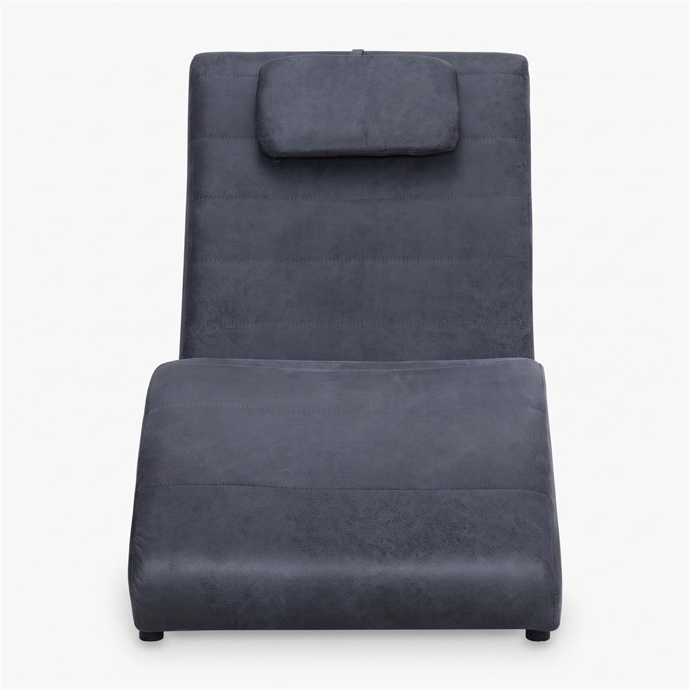 Méridienne design en S, effet daim, avec appui-tête - Zoé, vue de face