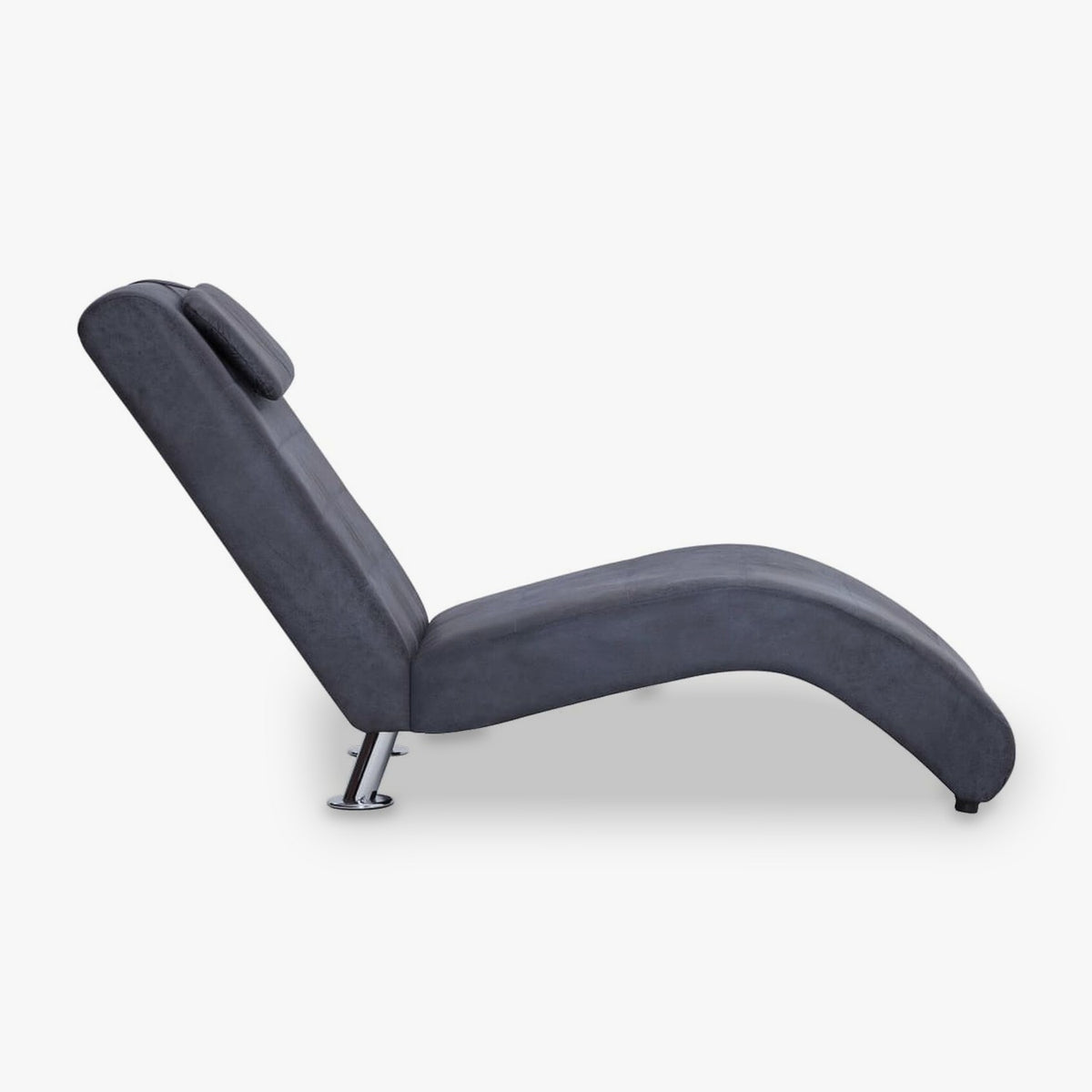 Méridienne design en S, effet daim, avec appui-tête - Zoé, vue de profil