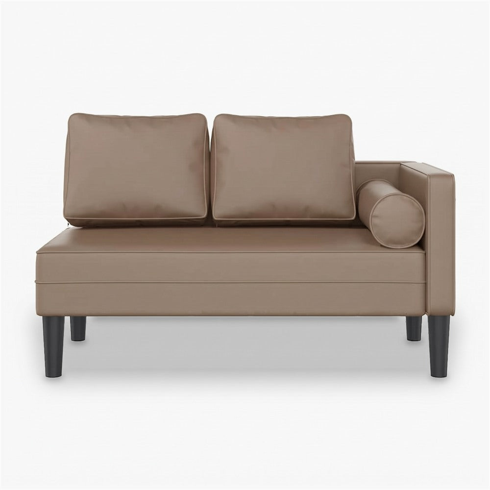 Méridienne effet cuir, 116 cm, coussin et traversin - Adèle, vue de face