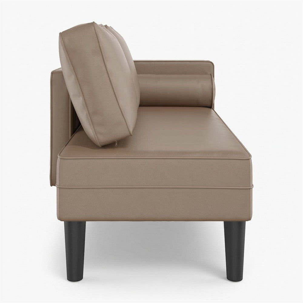 Méridienne effet cuir, 116 cm, coussin et traversin - Adèle, vue de profil