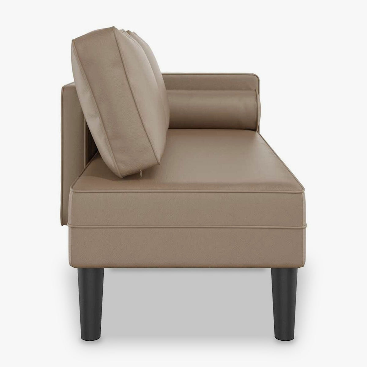 Méridienne effet cuir, 116 cm, coussin et traversin - Adèle, vue de profil
