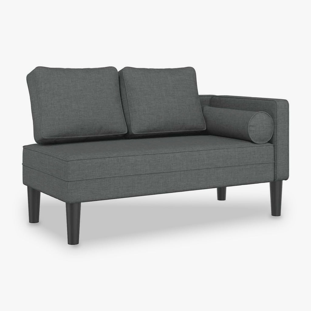 Méridienne en tissu, 116 cm, coussin et traversin - Adèle, coloris gris foncé