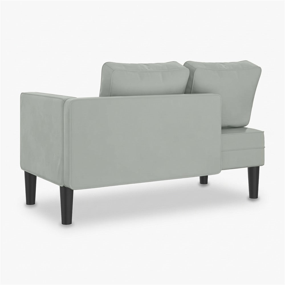 Méridienne en velours, 116 cm, coussin et traversin - Adèle, vue de profil