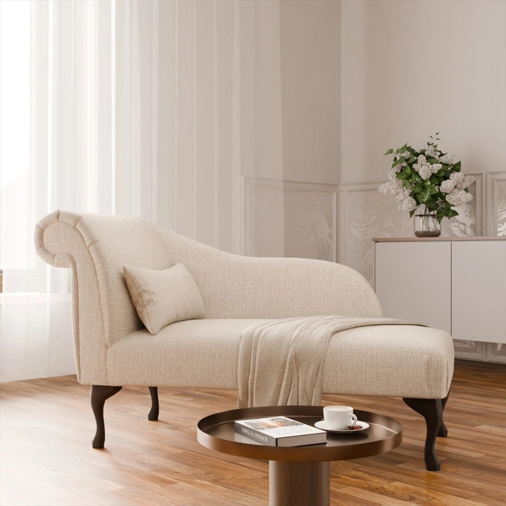 Méridienne Juliette classique, accoudoir enroulé, sur mesure