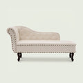 Méridienne Madeleine style Louis, effet cuir crème