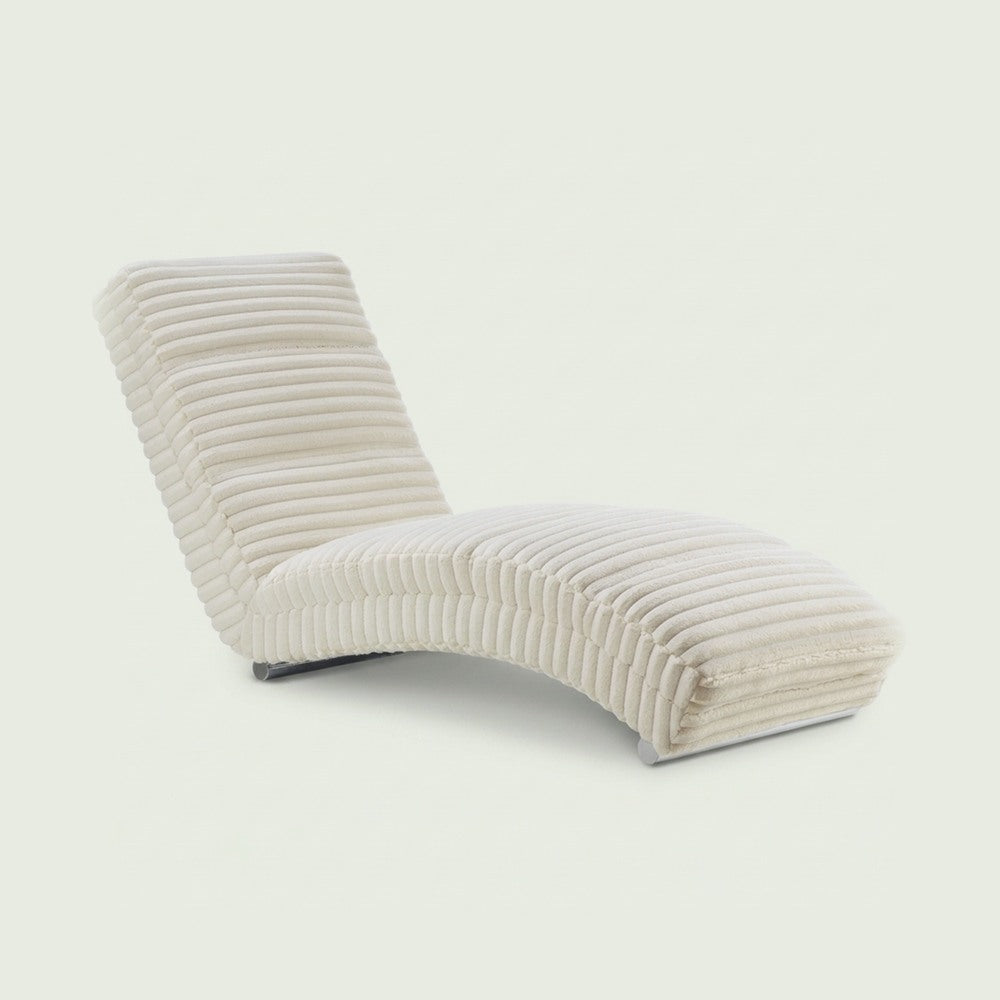 Méridienne Ondine en peluche côtelée, chaise longue en S