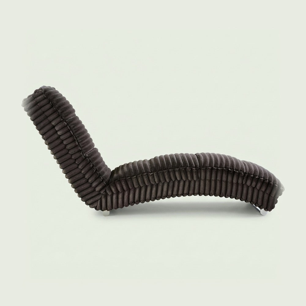 Méridienne Ondine en peluche côtelée, chaise longue en S