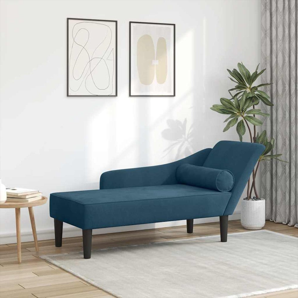 Méridienne Rose en velours, avec coussins, 141 cm