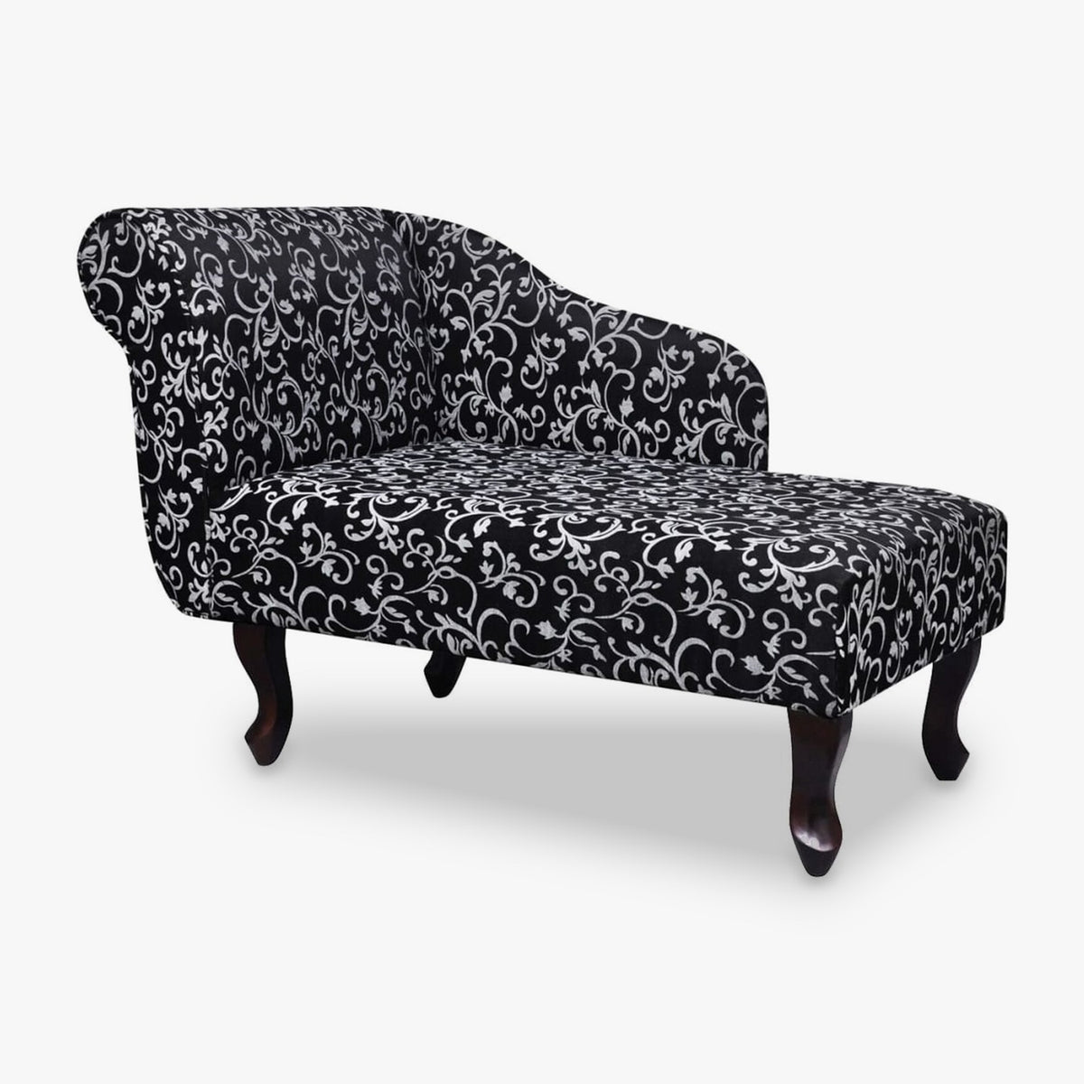 Petite méridienne en tissu noir et blanc - Colette, coloris noir et blanc