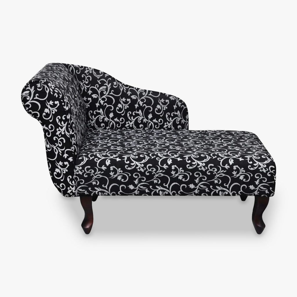 Petite méridienne en tissu noir et blanc - Colette, vue de trois quarts