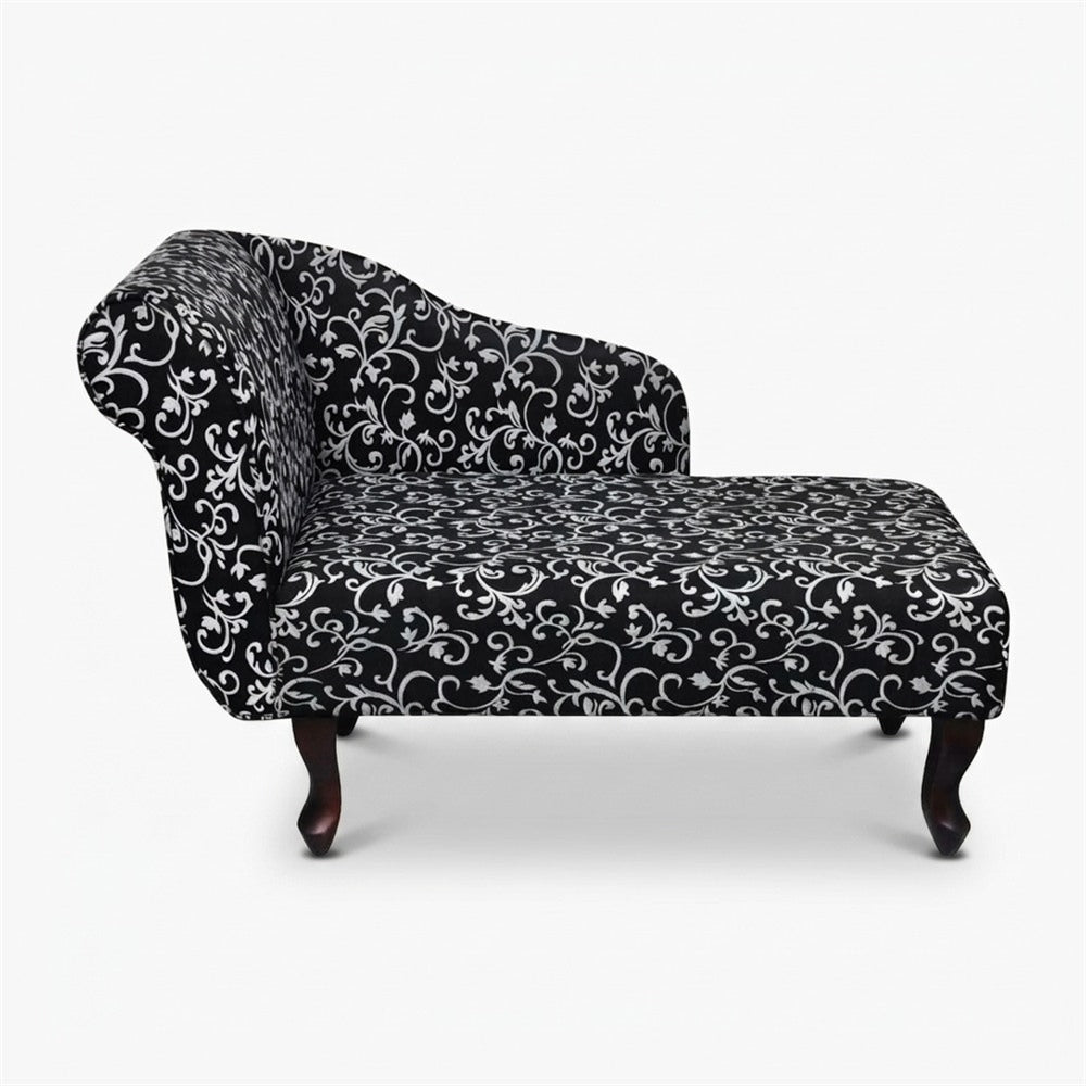Petite méridienne en tissu noir et blanc - Colette, vue de trois quarts